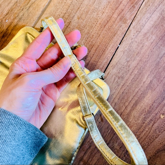 Vintage Jeweled Kiss Lock Gold Metallic Purse - Picture 5 of 5